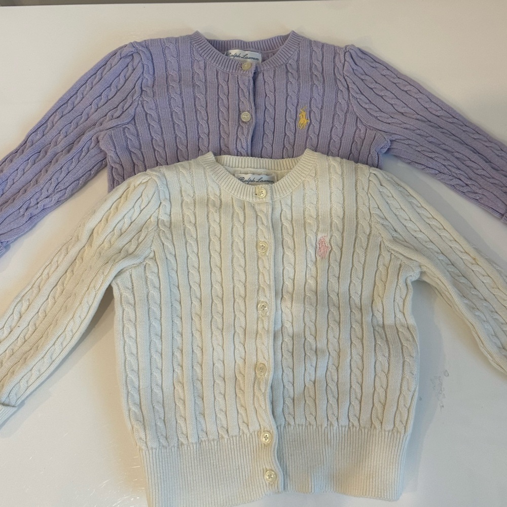 Ralph Lauren Baby Cardigans x 2 lilac and cream